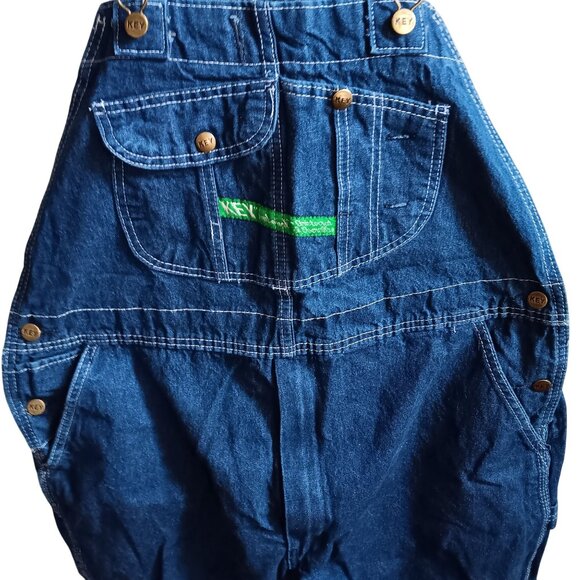Men's 42x29 Vintage Key Denim Overalls Made Mexico 1990's Workwear Dark Wash - Picture 3 of 5